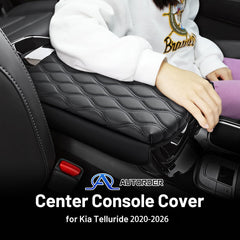 AutOrder Telluride console cover—side close-up shows non-slip backing for secure installation.