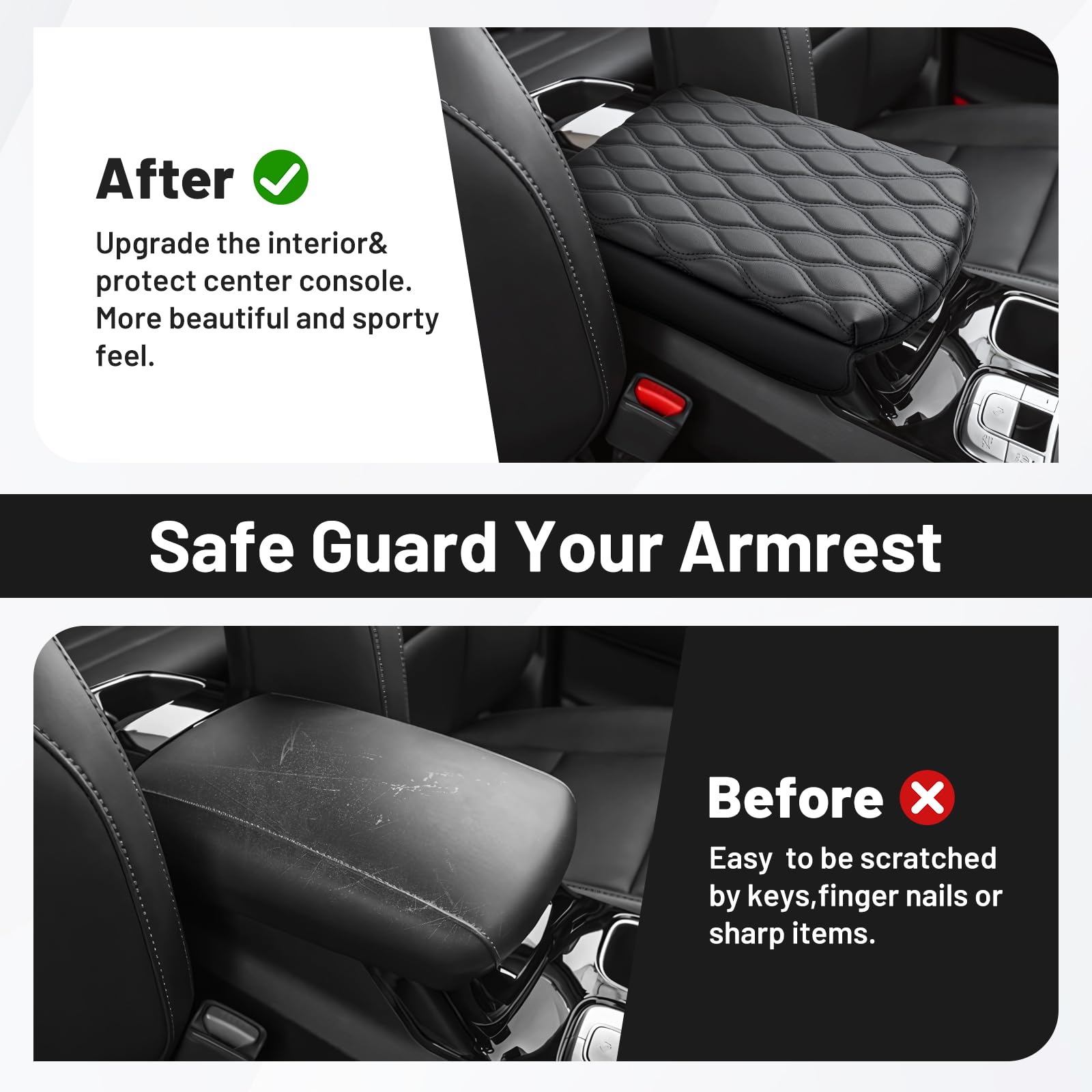 AutOrder center console Telluride—non-slip backing and raised dots lock the cover in place.