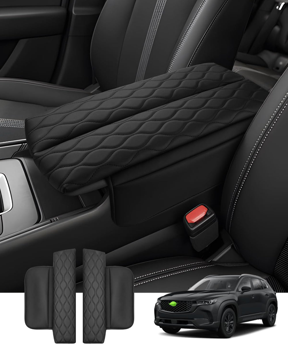 Autorder CX-50 center console cover in leather protects from wear and creasing.