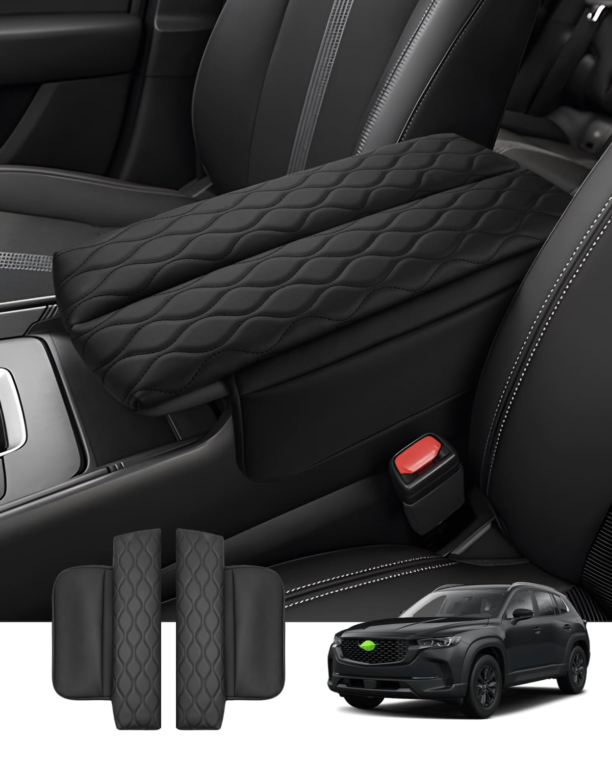 Autorder CX-50 center console cover in leather protects from wear and creasing.