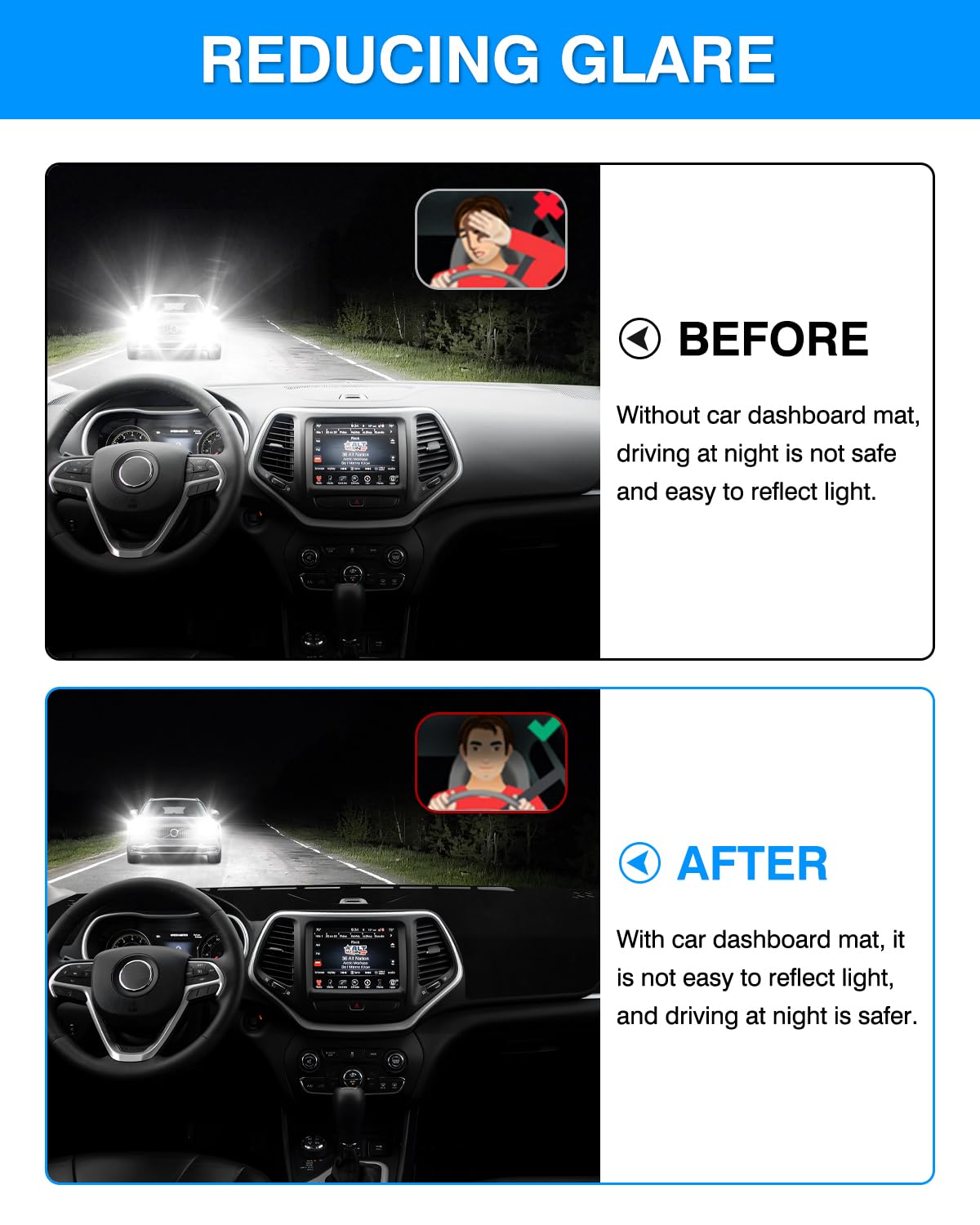 Autorder dash cover UV protection shields dashboard from sun.