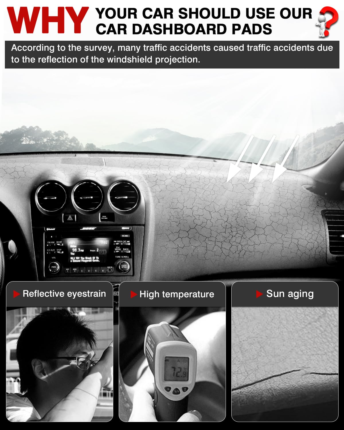 Autorder dash-mat soft flannel adds plush comfort while resisting wrinkles.
