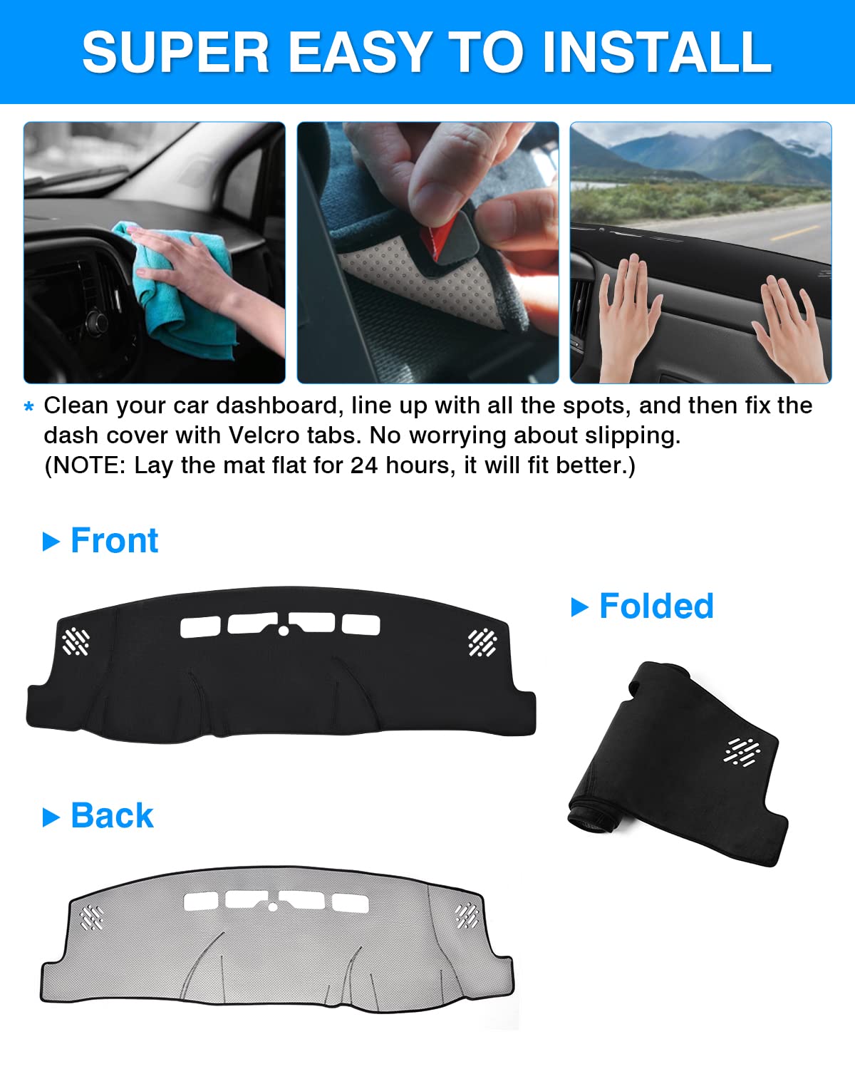 Autorder dashboard cover easy install—no adhesive required for a snug fit.