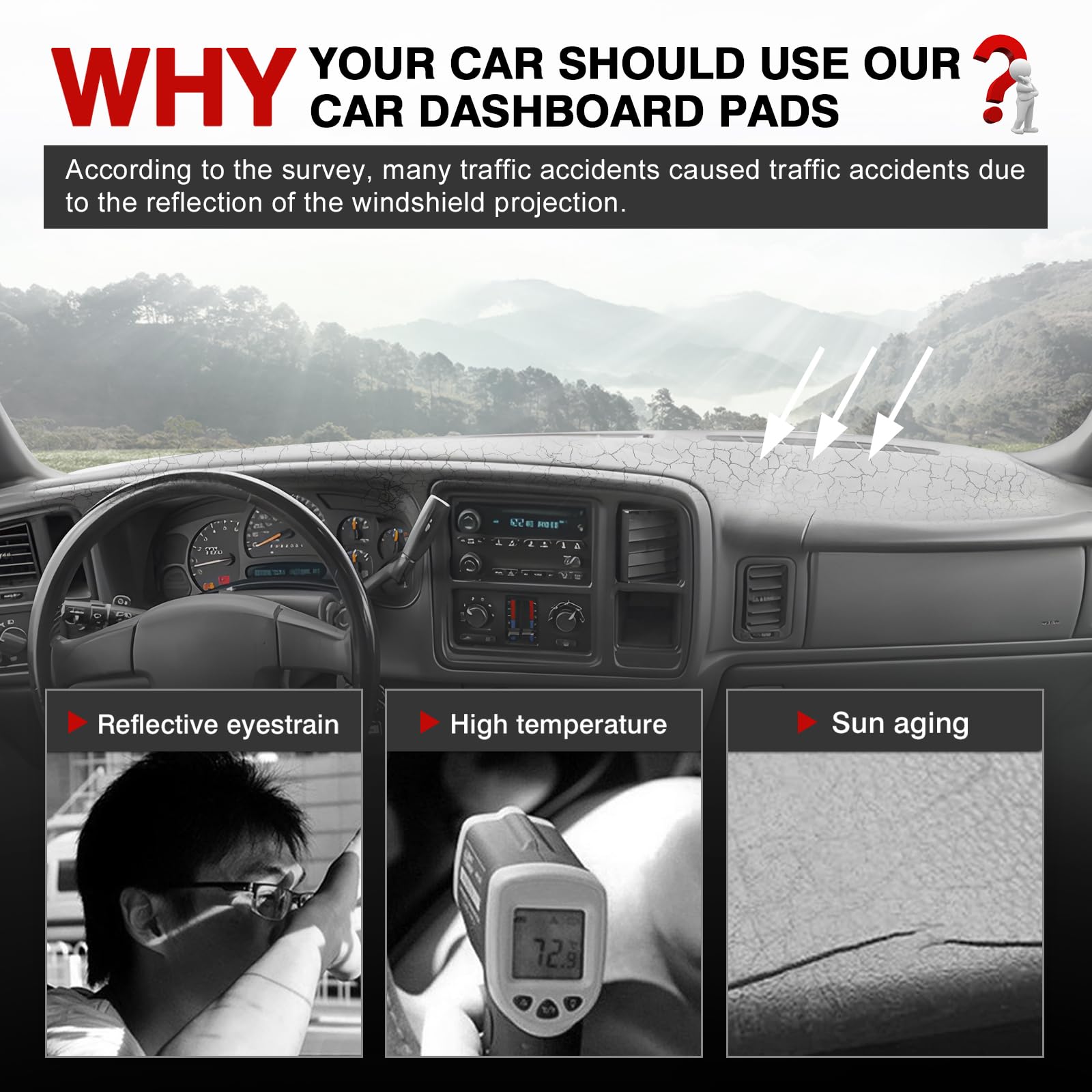 Autorder dashboard cover for GMC Sierra dash shields UV rays and fading