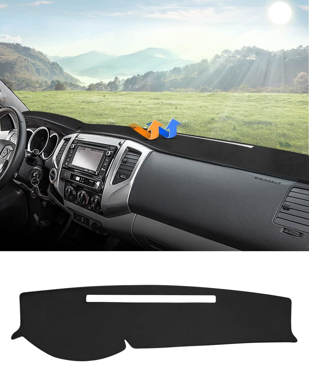 Autorder dashboard cover mat for Toyota Tacoma offers precise fit for sensors and vents, reducing glare.