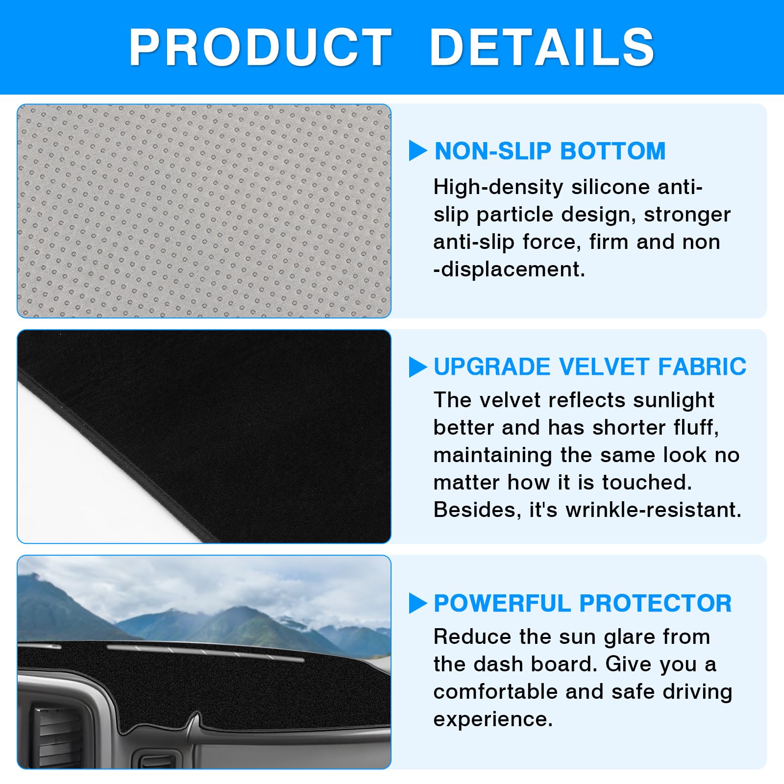 Autorder dashboard cover back with nonslip dots prevents shifting