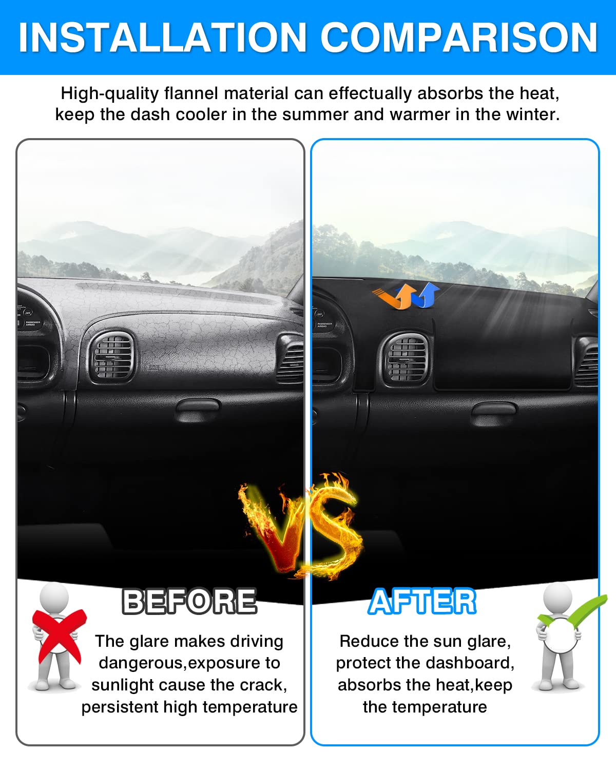 Autorder premium flannel dash fabric offers soft touch and heat absorption.