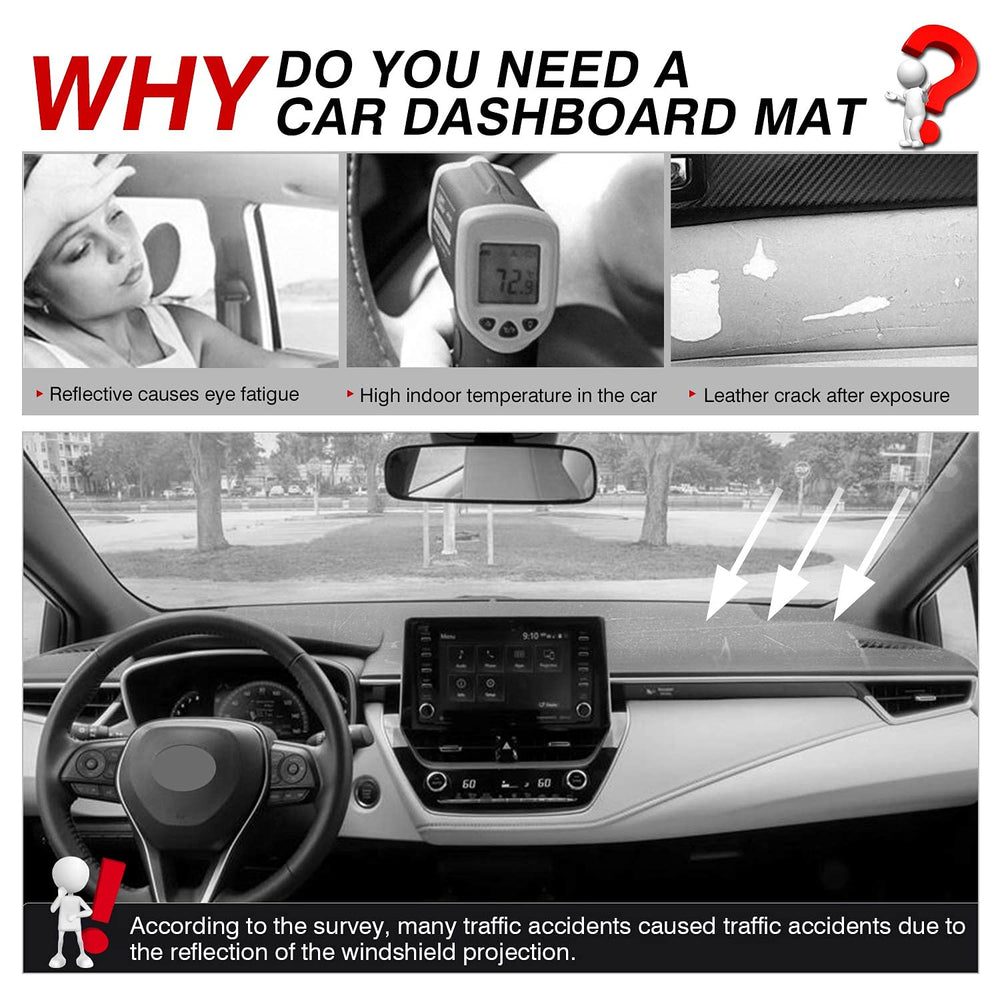 Autorder flannel dash mat for Corolla provides heat-absorbing comfort during hot summers.