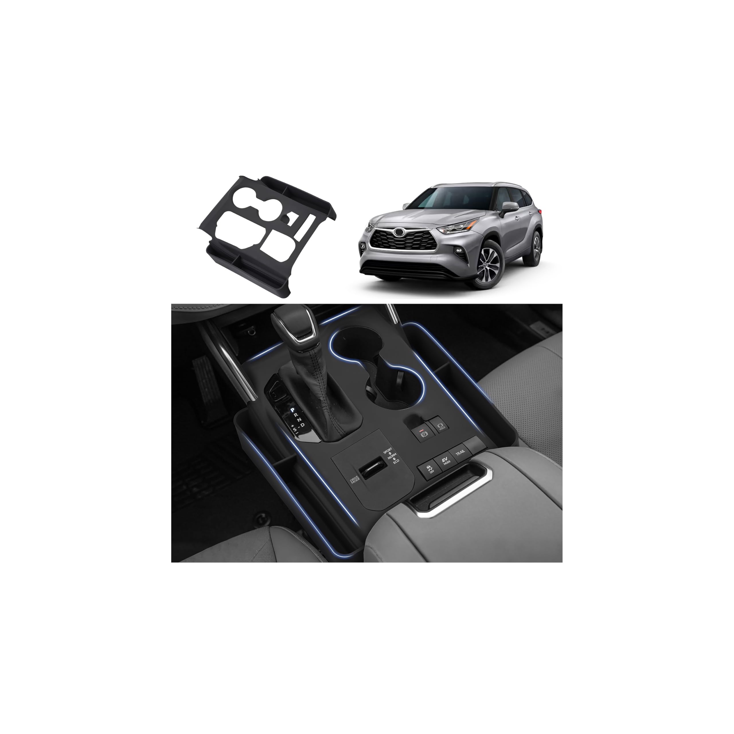 Autorder Highlander center console organizer keeps small items neatly stored.