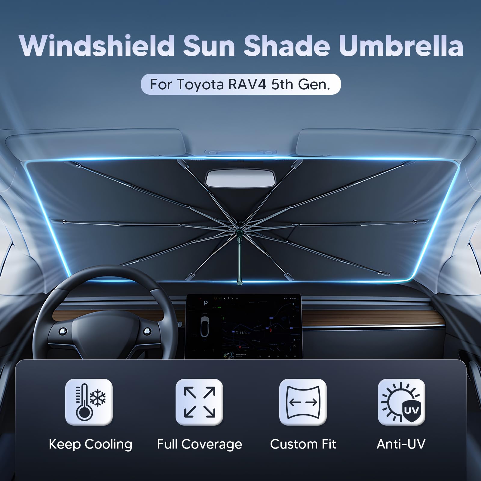 Autorder ice crystal material shields interior from heat and UV rays.