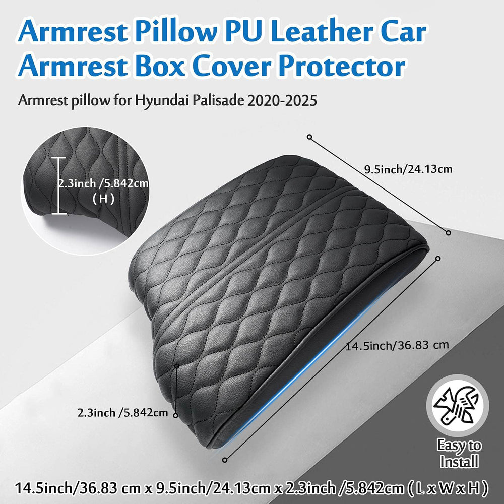 Autorder Palisade center-console-cover close-up leather texture shows soft touch and durability.