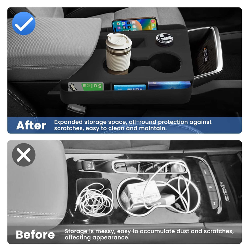 Autorder protective silicone pad shields the center console surface.