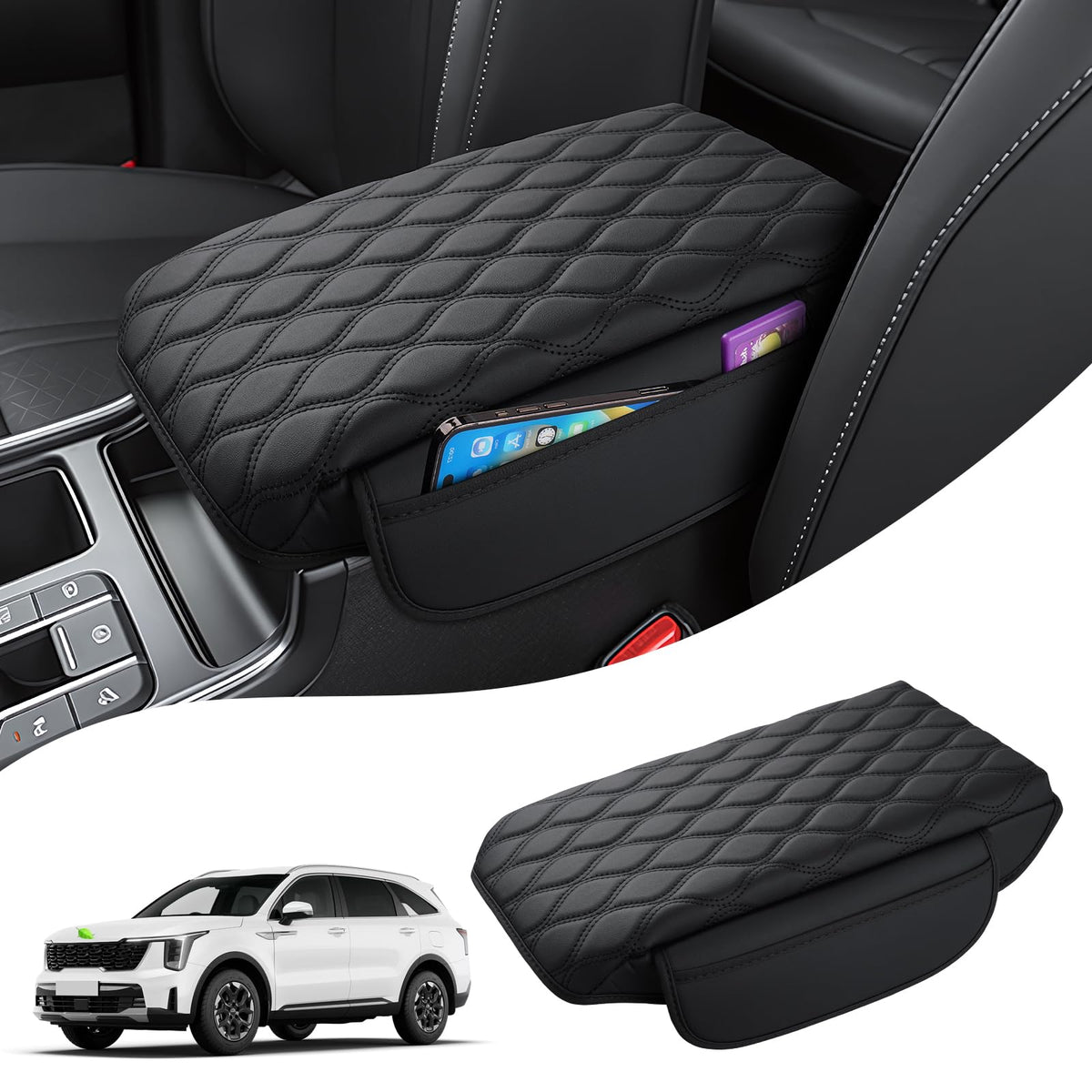 Autorder Sorento center console cover in Napa leather for scratch protection