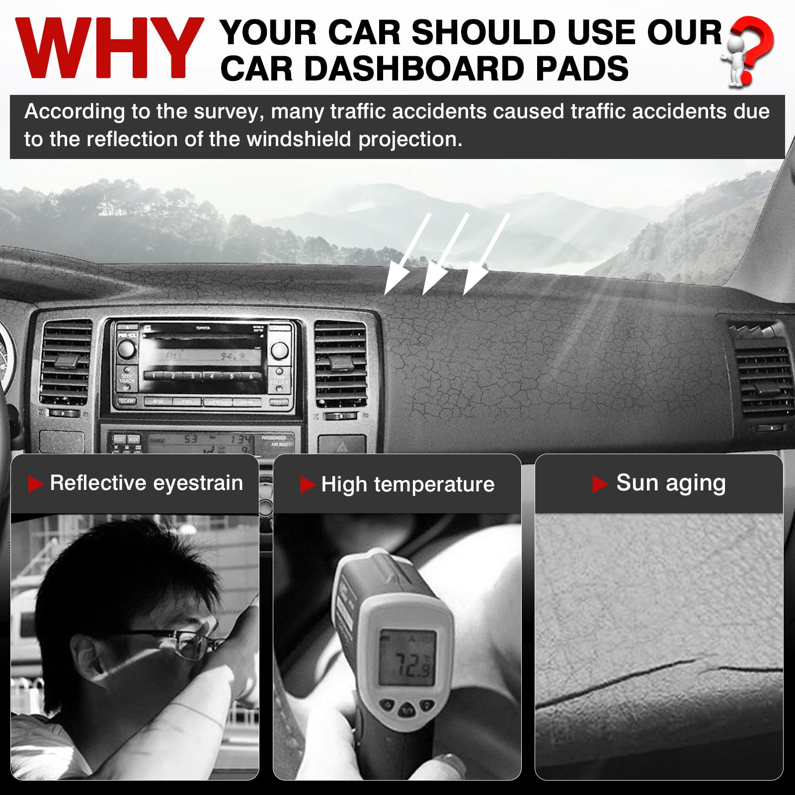 Autorder velvet dash mat provides heat absorption, keeping the dash cooler in summer.