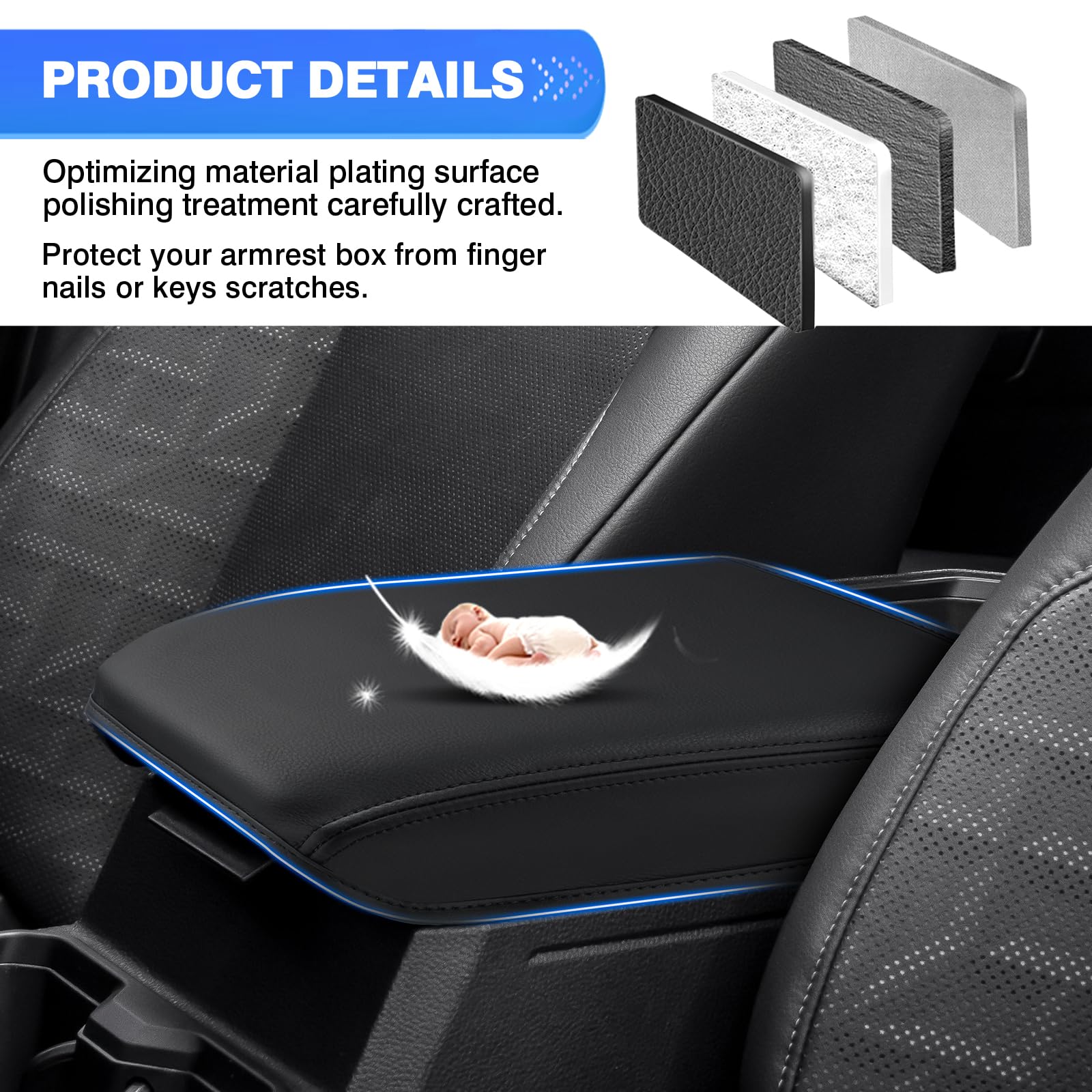 Autorder waterproof armrest pad is easy to wipe clean after spills in the Tacoma