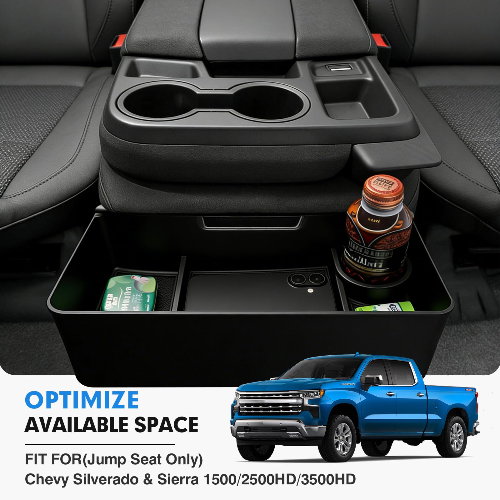 Autorder zoned storage compartments neatly separate small items to reduce clutter during drives.