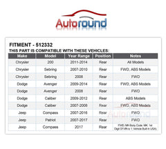Autoround 512332 rear hub for Chrysler 200 supporting ABS accuracy and smooth operation.