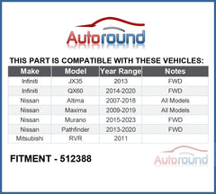 Autoround 512388 rear wheel bearing hub for Infiniti QX60 improves smooth rotation and long-lasting performance.