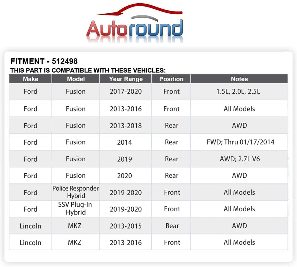 Autoround 512498 rear wheel hub assembly for AWD Fusion with reliable performance.