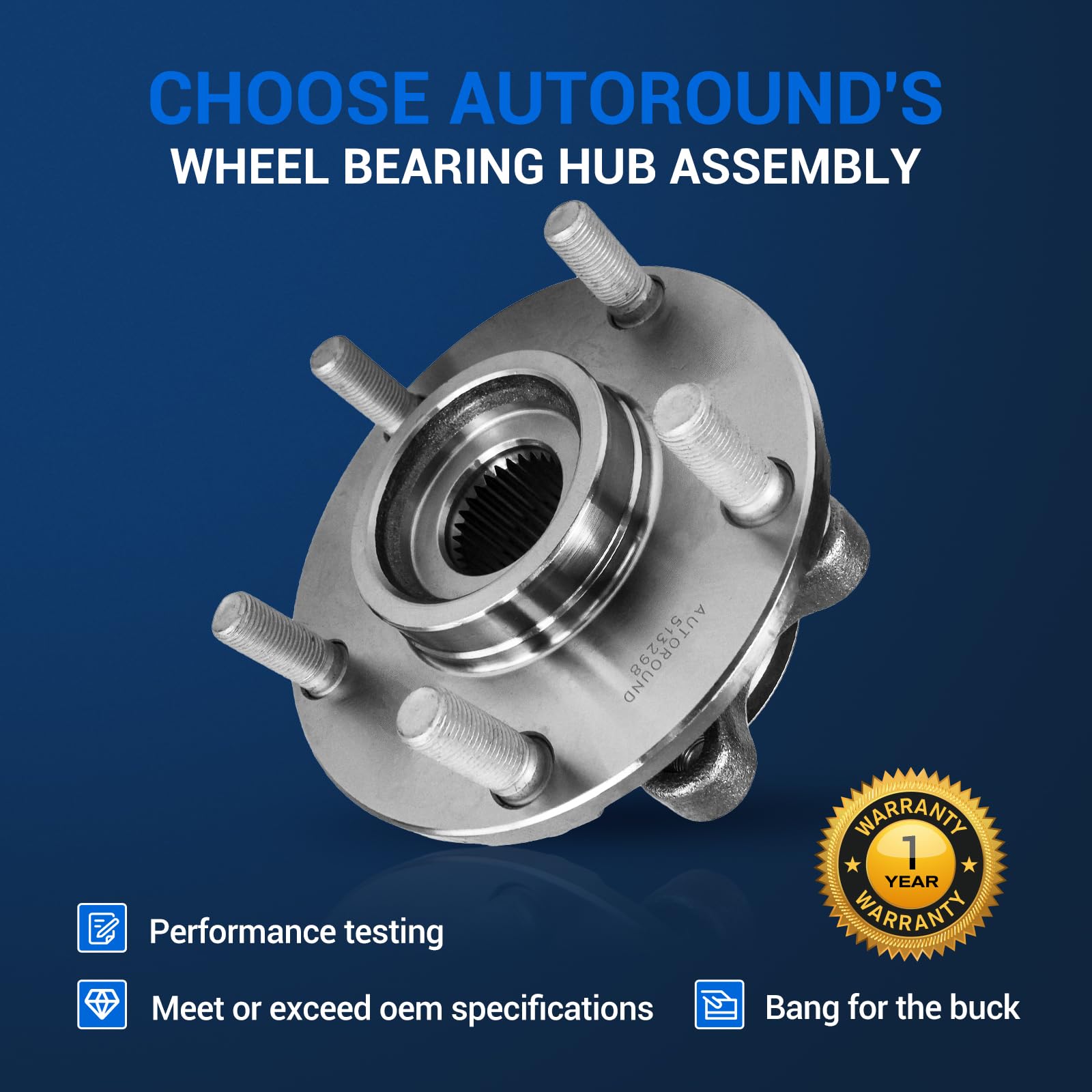 Autoround 513298 ABS-ready hub compatible with standard braking sensors.