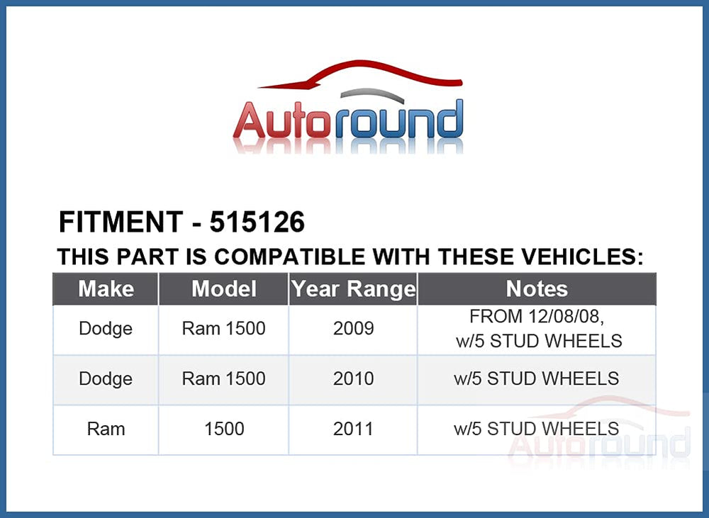 Autoround 515126 front wheel hub with 5.5in bolt circle, reliable rotation.