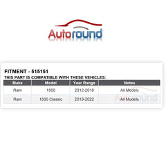 Autoround 515151 front hub assembly for Ram 1500 Classic, enhances steering feel and stability.