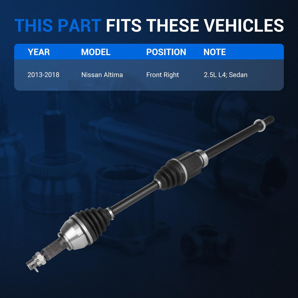Autoround CV axle assembly side view for Altima, reliable performance for 2.5L engine.