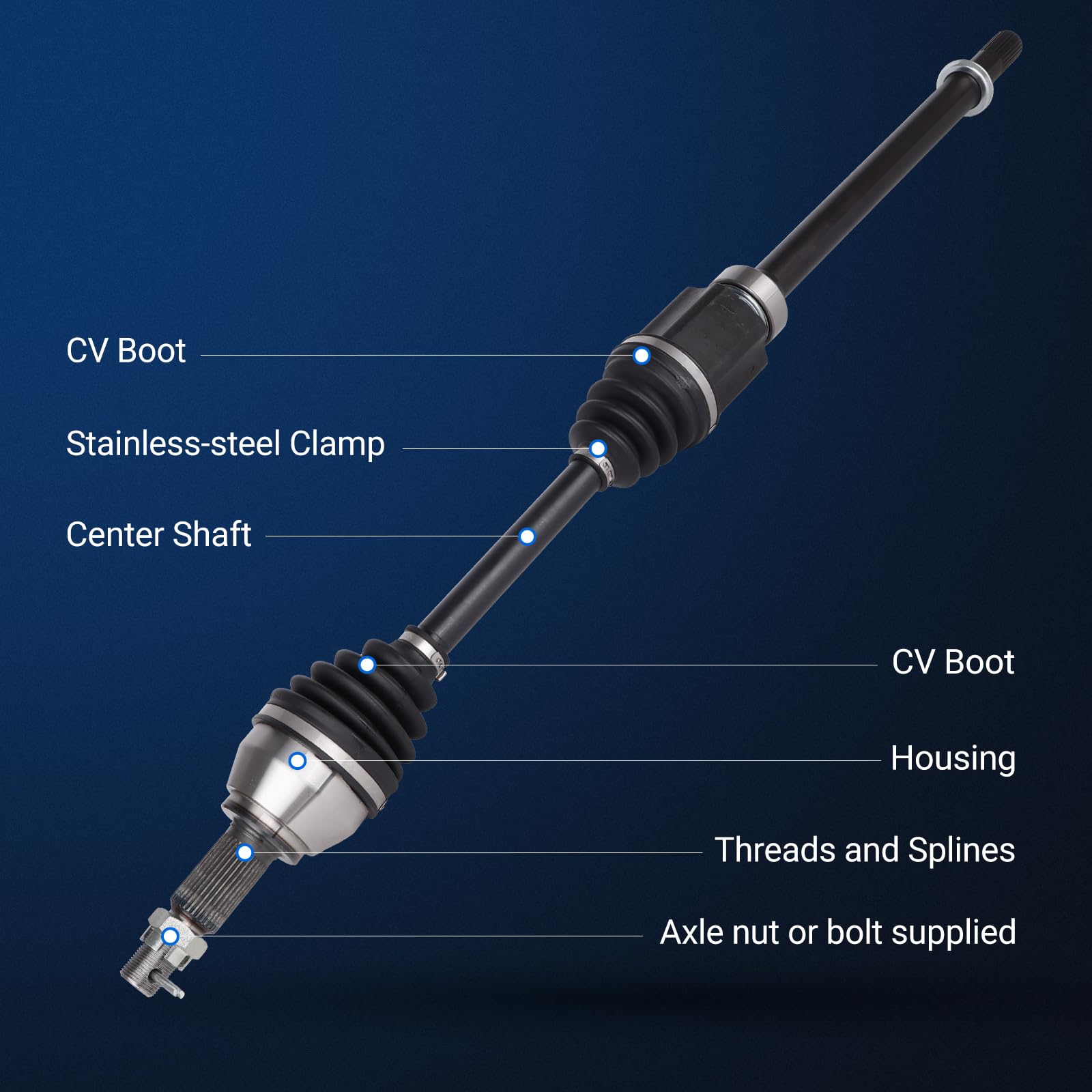 Close-up of joint detail on Autoround 666431 CV axle for Altima.
