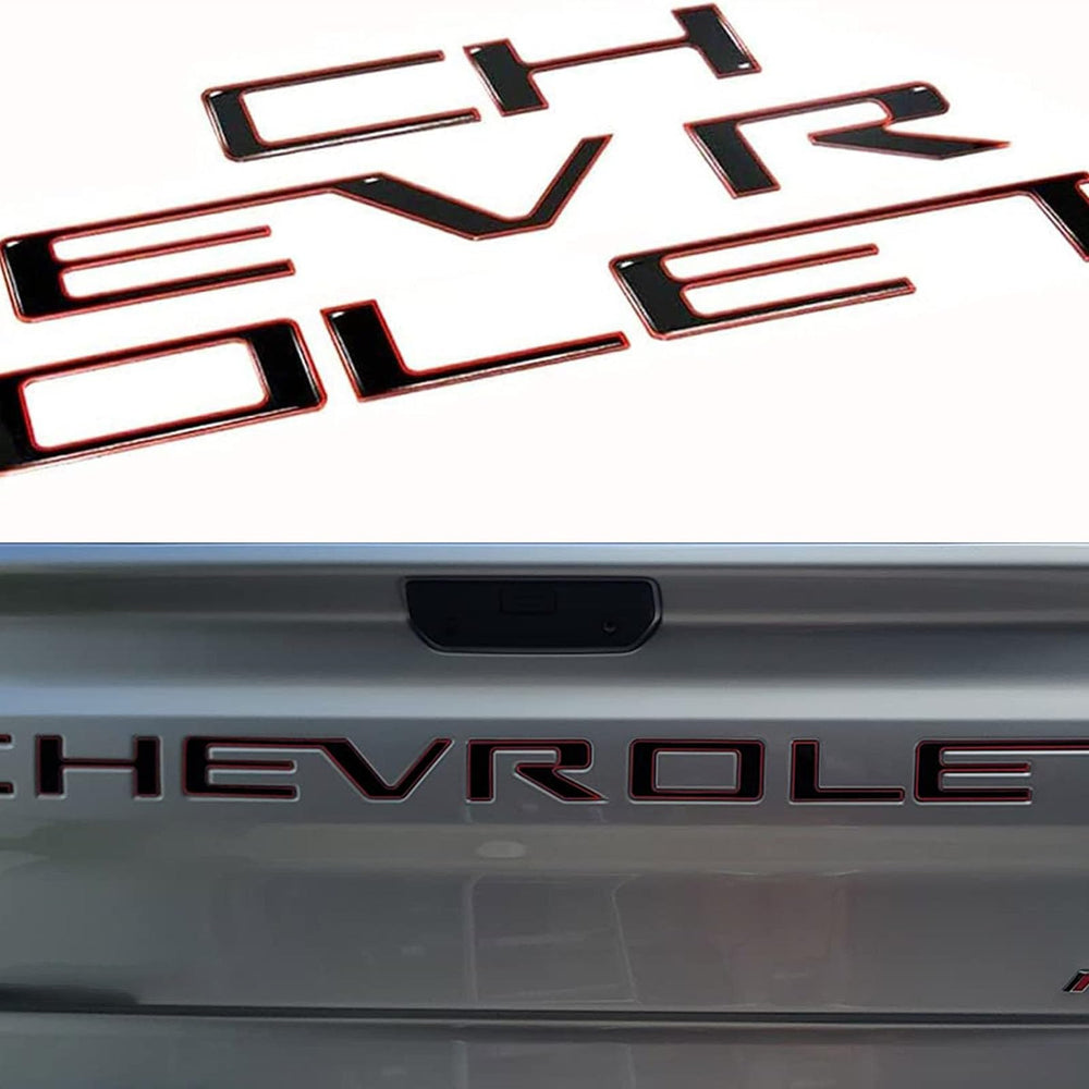 Auto Safety tailgate insert letters with gloss black and red border for a bold, durable upgrade.