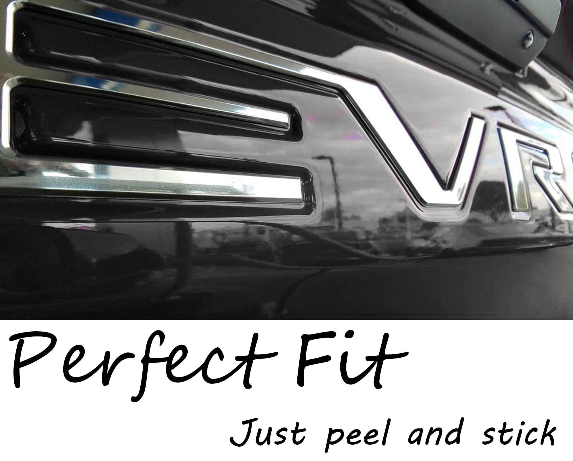 Chrome silver finish adds premium look to your tailgate emblems.