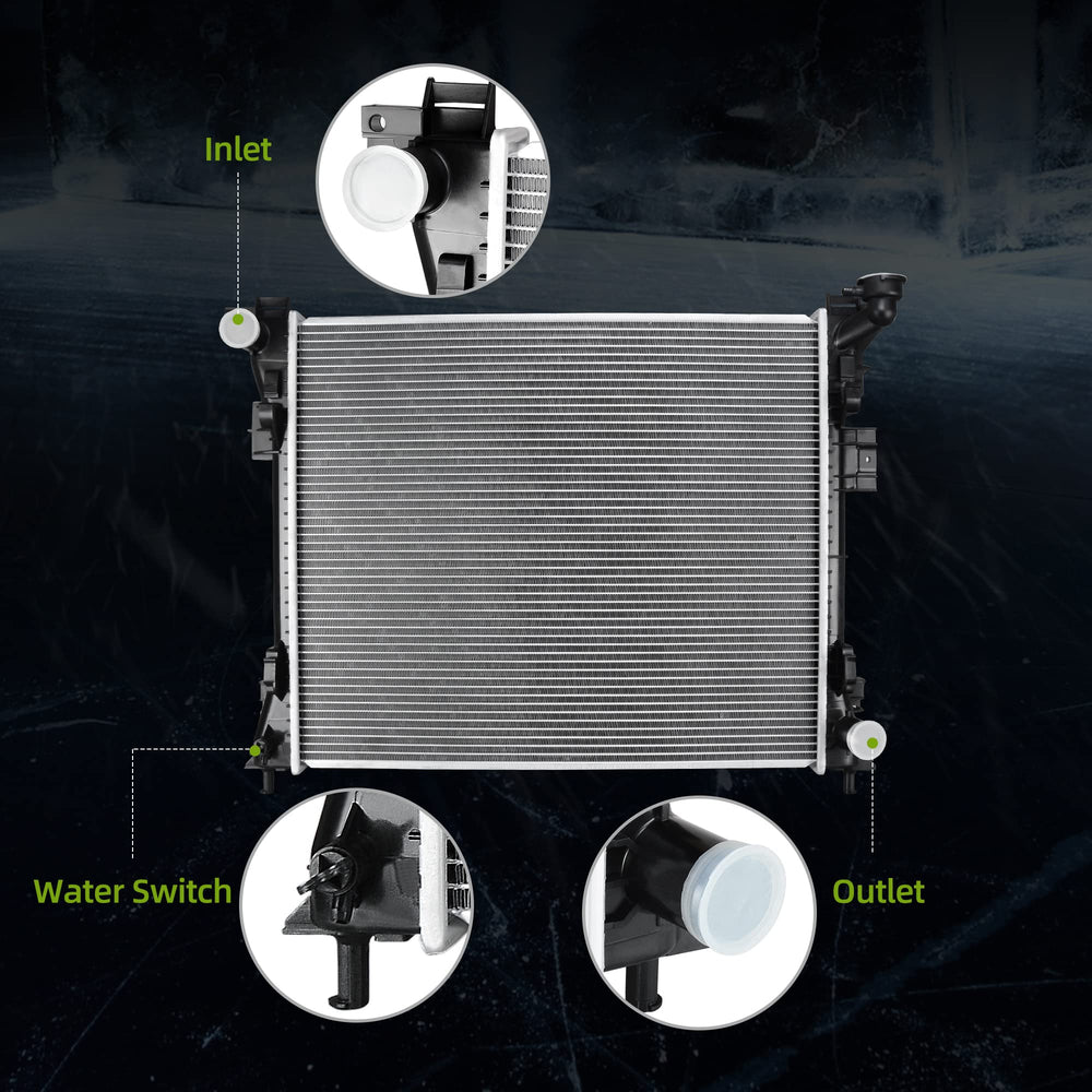 AUTOSAVER88 radiator for Routan – core detail emphasizes leak-proof construction.