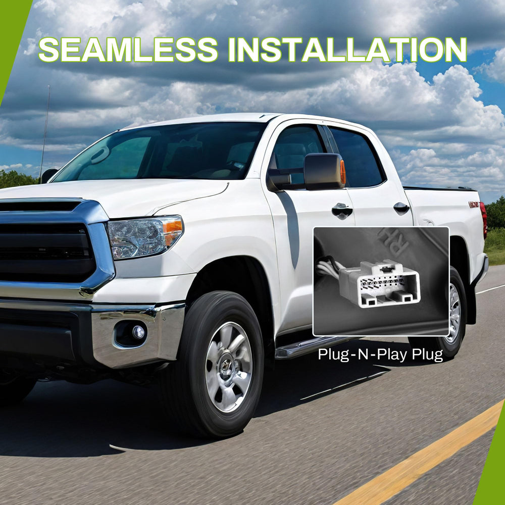 Driver-side Autosaver88 mirror provides improved rearward field of view.