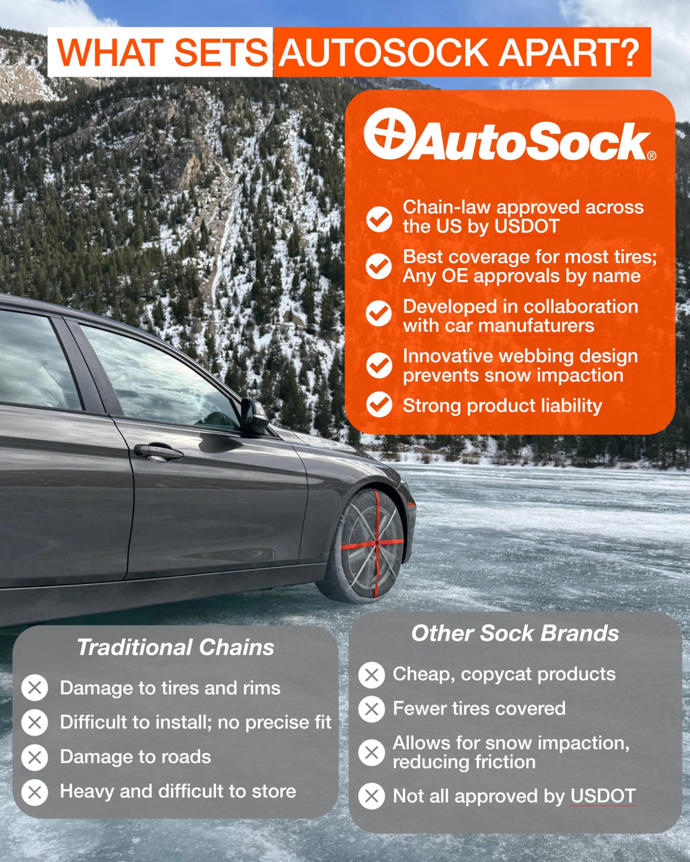 AUTOSOCK HP870 compatibility with ABS and ESC safety systems.