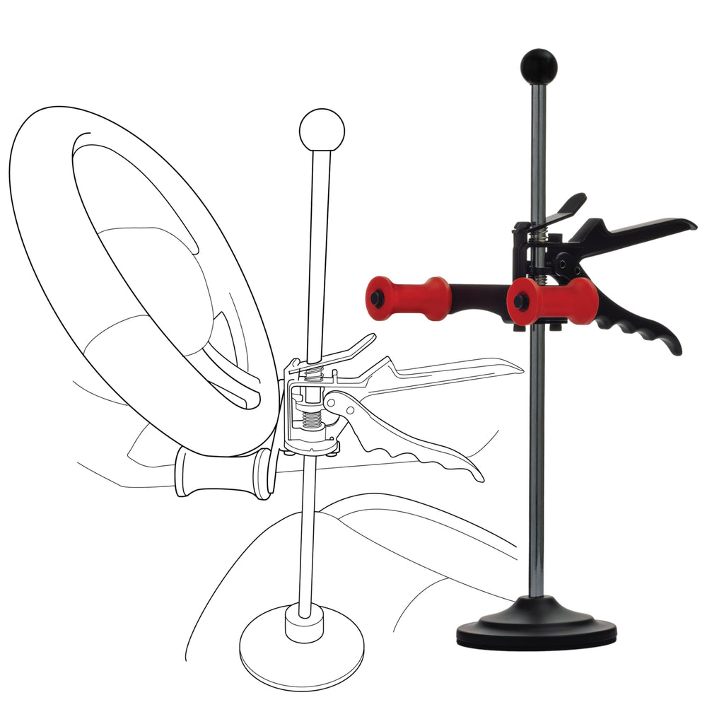 AUTOSOLO steering wheel holder 16.5 inch adjustable grip supports precise wheel alignment.