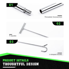 Two-part design of AUTOSwpozo puller shown for easy storage in a toolbox.