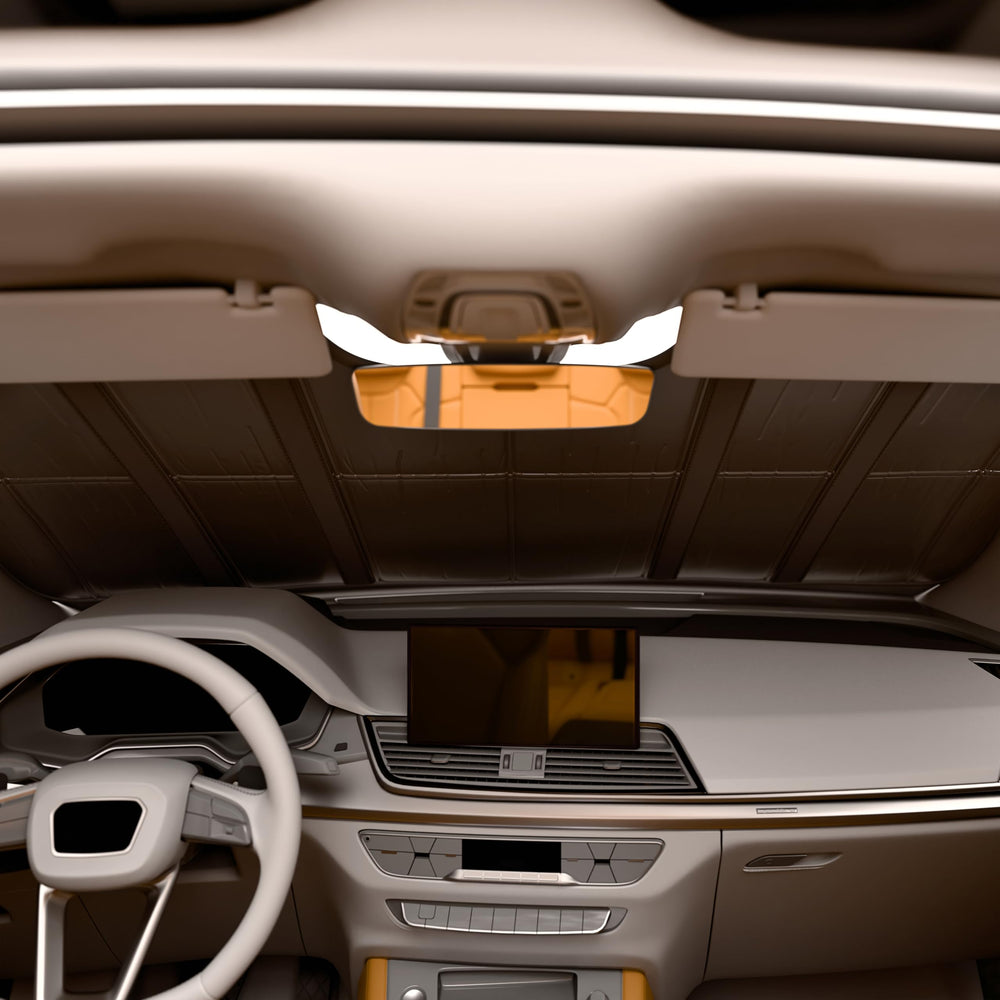 Sunshade helps regulate cabin temperature on sunny drives.