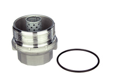 Autotecnica aluminum oil filter cover cap side view reveals robust construction.