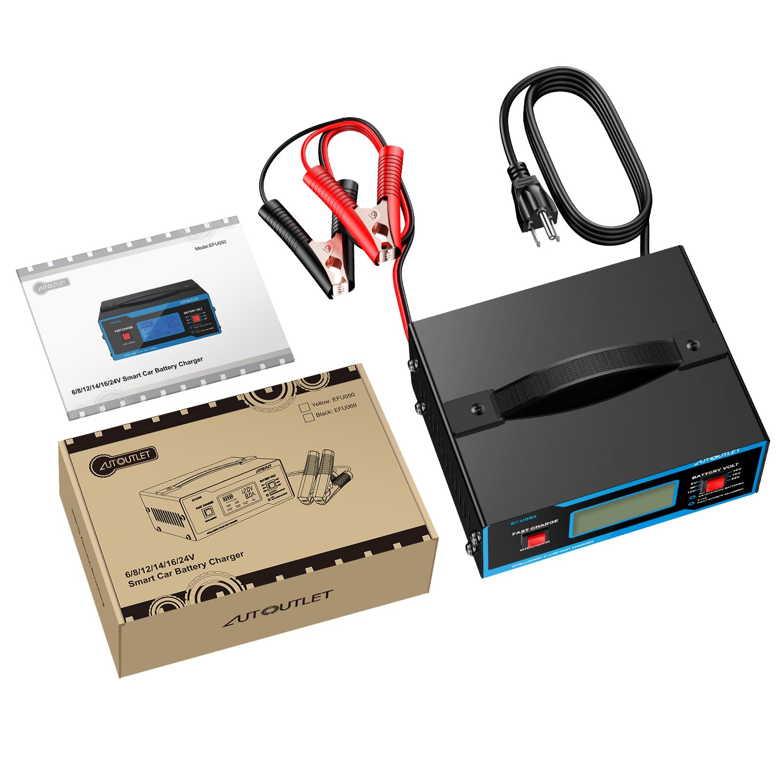 AUTOUTLET charger compatibility with lead-acid Gel, AGM and STD batteries