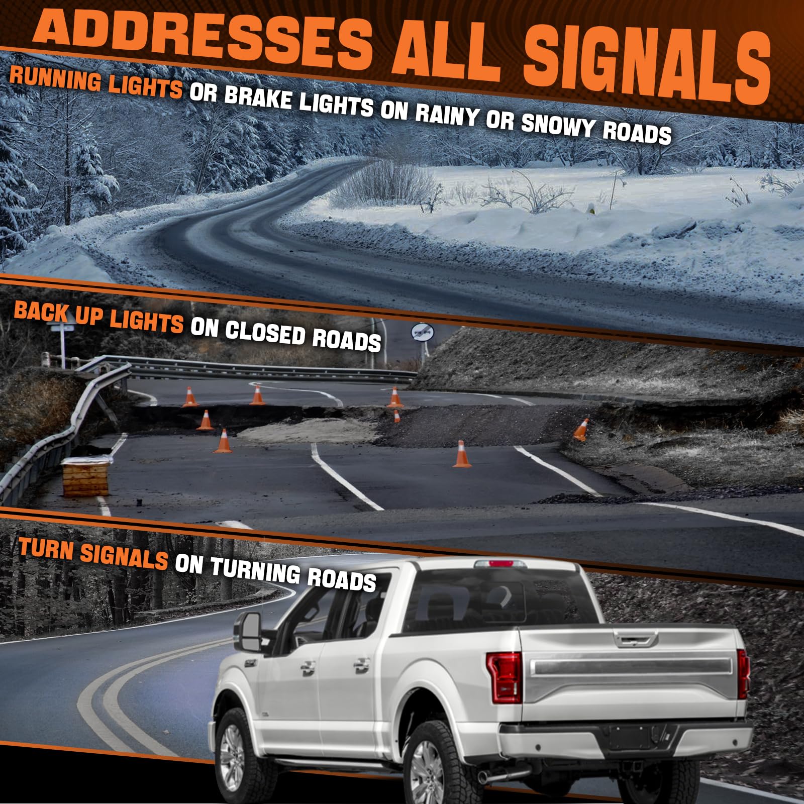 Autoverve right LED tail light lens improves alert signaling on Ford F-150.