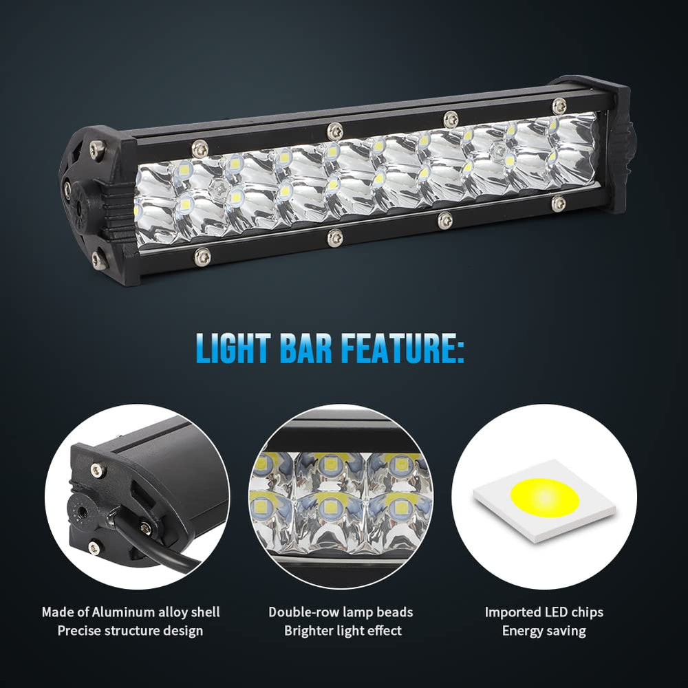 AUTOVIC light bar beam range demonstrates sharp spot and flood pattern for night riding.