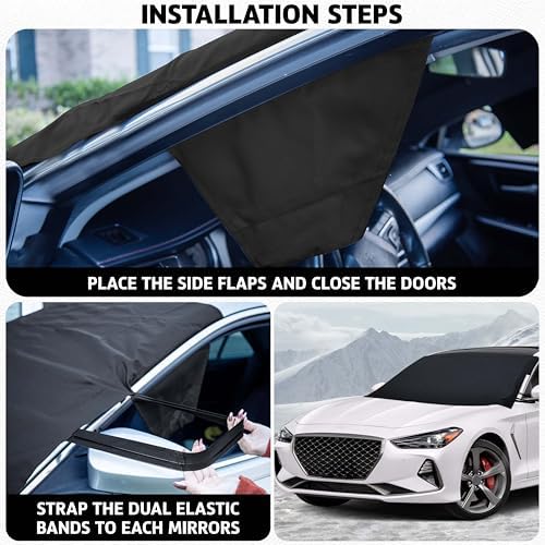 Mirror covers included to guard side mirrors during winter weather.