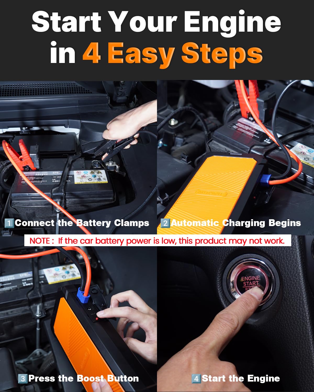 Autowit Jump Starter quick start capability for faster vehicle ignition