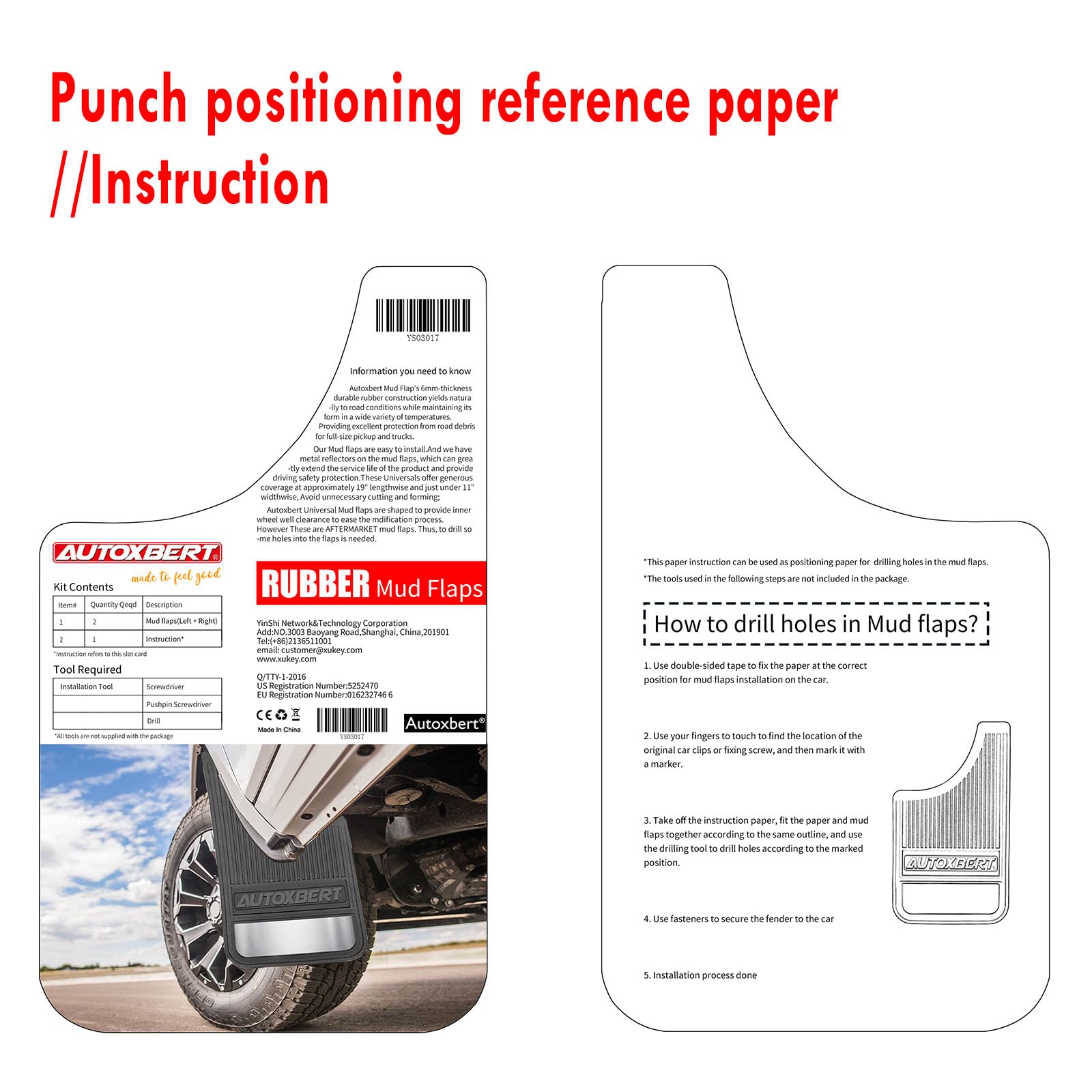 AUTOXBERT front and rear mud guards reduce splash and debris spray