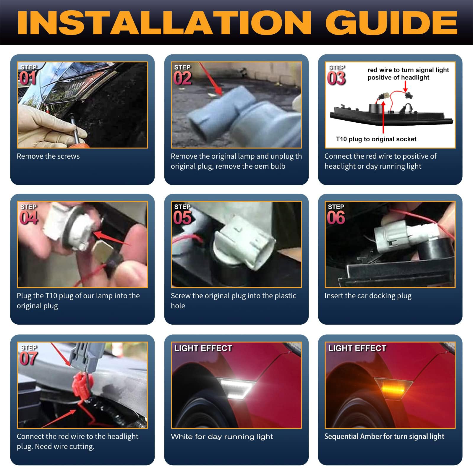AUTOXBERT IP67 waterproof side marker protects LEDs in rain and snow for Civic.
