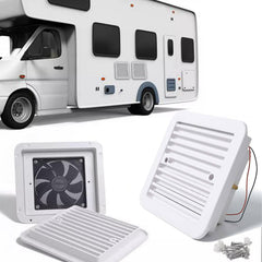 AUTOXBERT RV side vent fan exterior view with compact, quiet airflow for caravans.