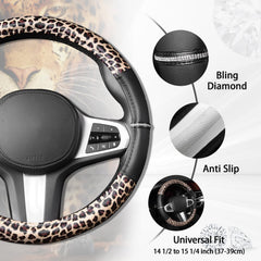 AUTOYOUTH cheetah-print leather wheel cover enhances interior flair