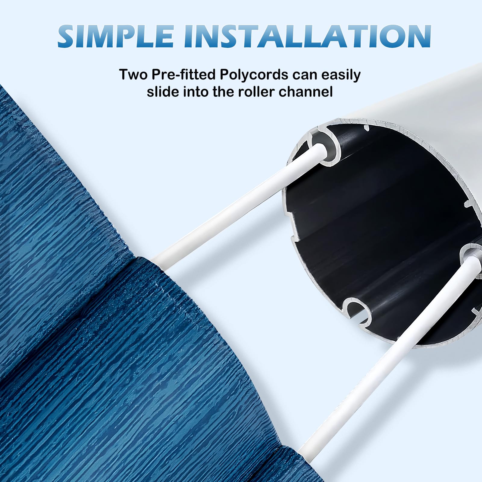 Autozen sewn-in cords enable quick, tool-free installation