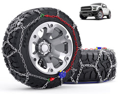 AUVEBY Snow Chains auto fixing front view enhances grip on icy roads.