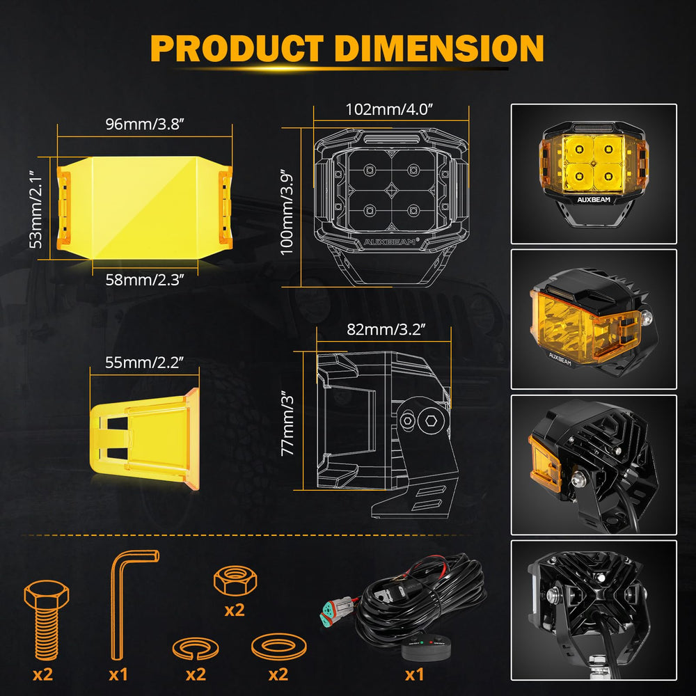 Auxbeam adjustable brackets allow up to 180-degree light aiming