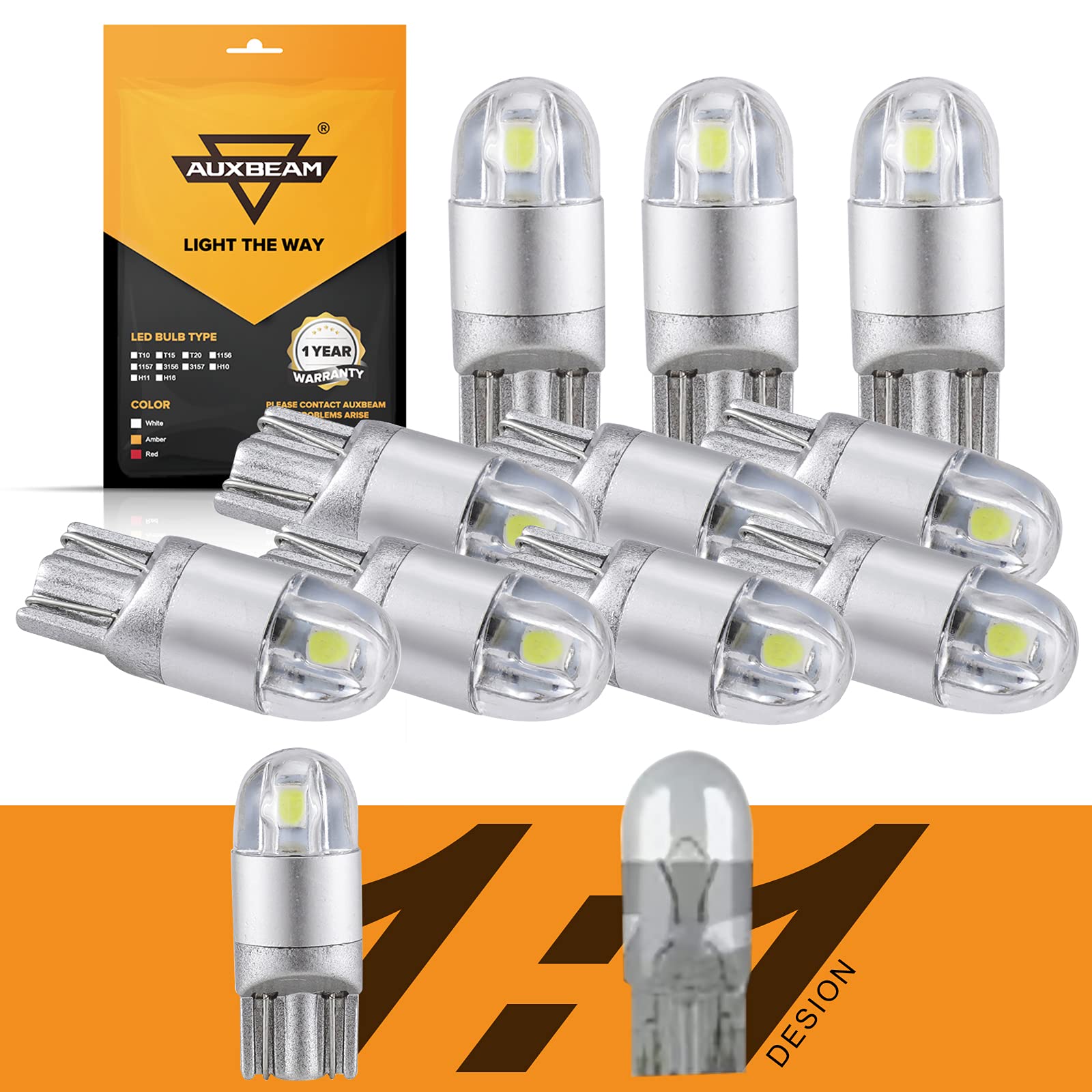Auxbeam 194 LED bulbs illuminate the license plate area with bright, clear light